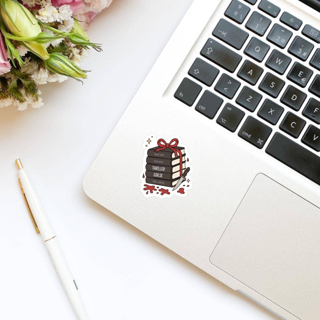 Thriller Girlie Book Stack Vinyl Sticker | Kindle Stickers |