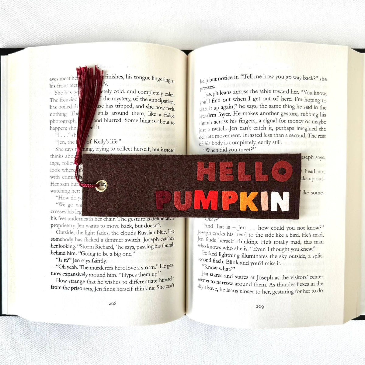 Fall Hello Pumpkin Felt Bookmark