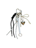 SPORTY CORD PEARL BOW HEART BAG CHARM KEY CHAIN | 40KC159