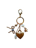 PORCELAIN BOW HEART TEDDY BEAR PEARL BAG CHARM | 80K012