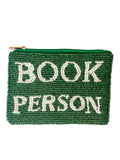 Book Person Green Beaded Coin Purse