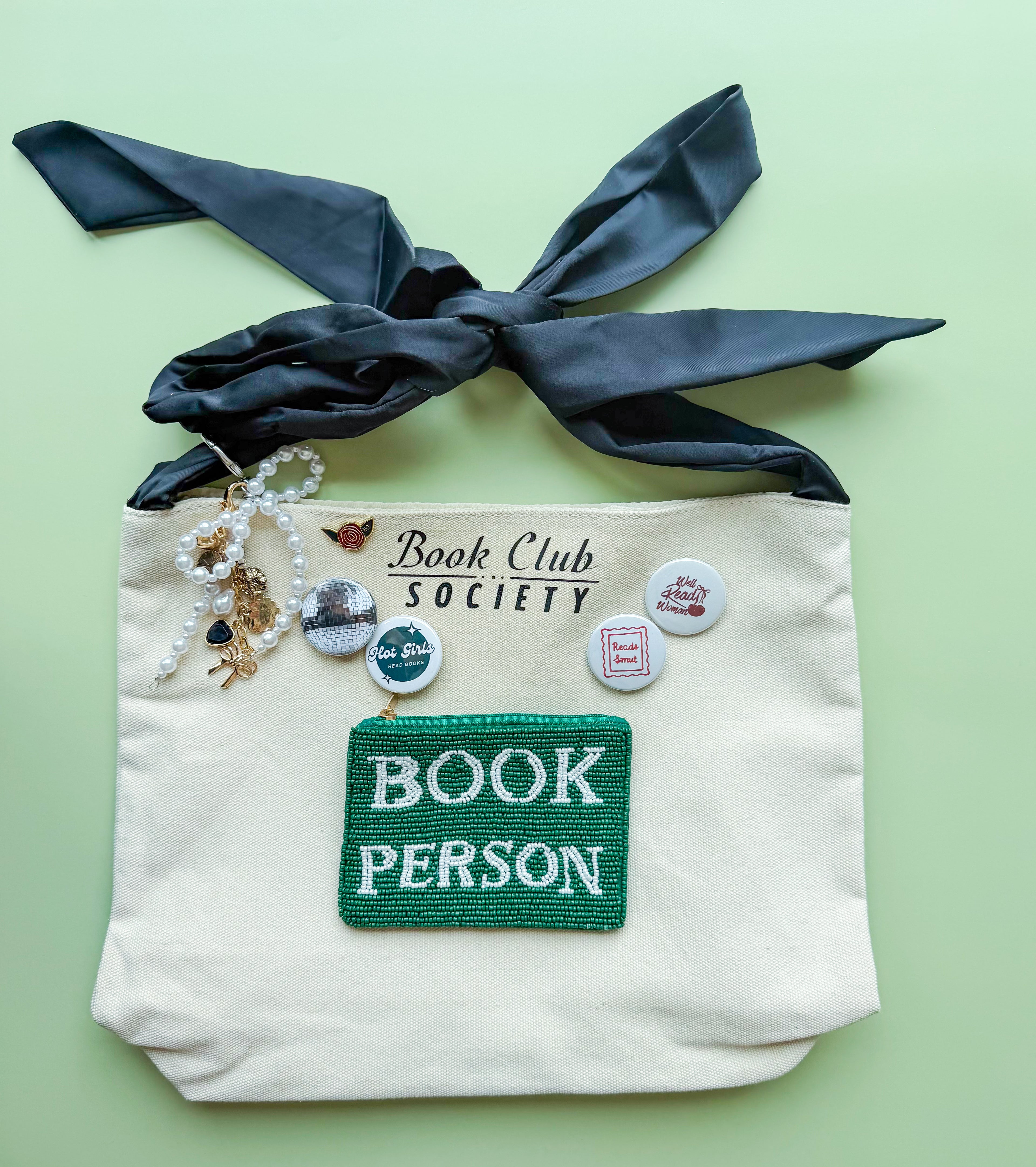 Book Person Green Beaded Coin Purse