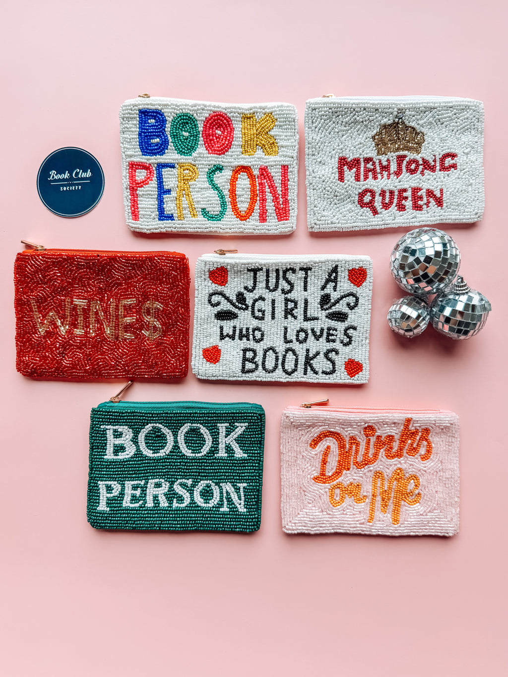 Book Person Green Beaded Coin Purse