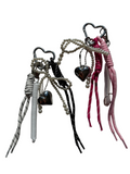 SPORTY CORD PEARL BOW HEART BAG CHARM KEY CHAIN | 40KC159