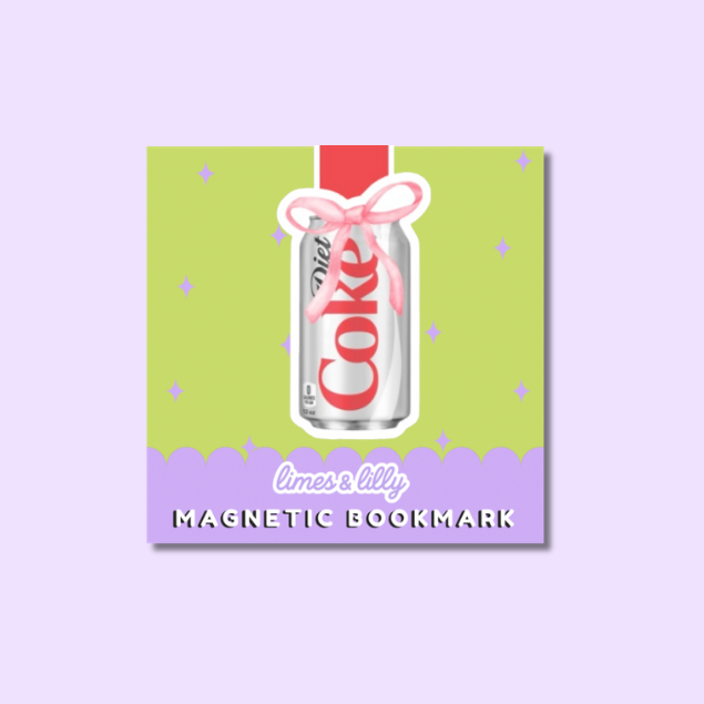 Cola Soda Can with Pink Bow Magnetic Bookmark
