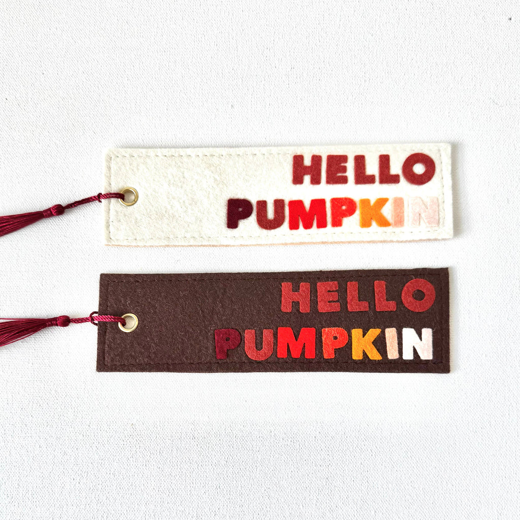 Fall Hello Pumpkin Felt Bookmark