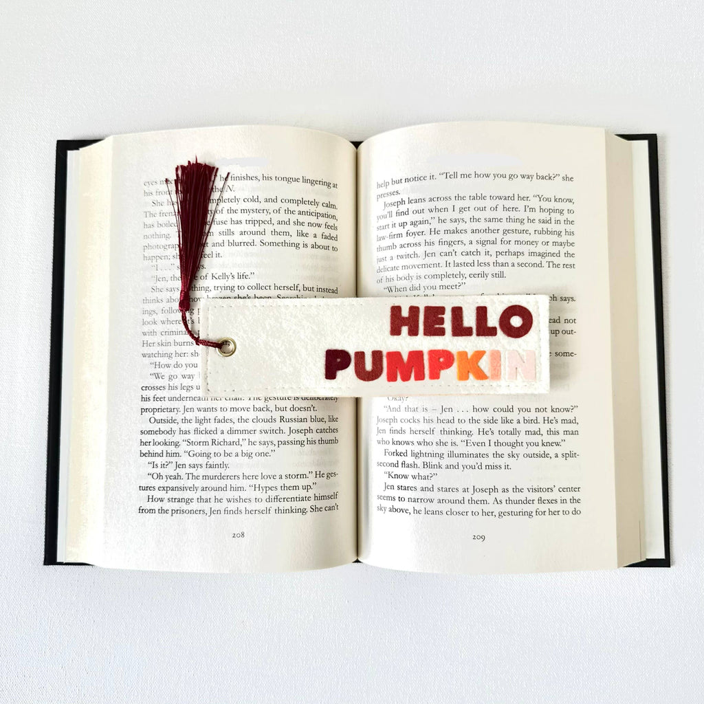 Fall Hello Pumpkin Felt Bookmark