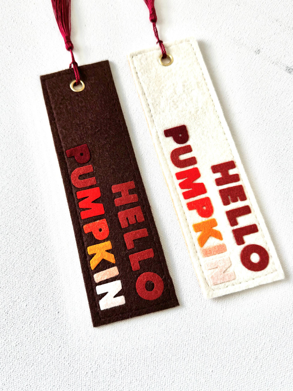 Fall Hello Pumpkin Felt Bookmark
