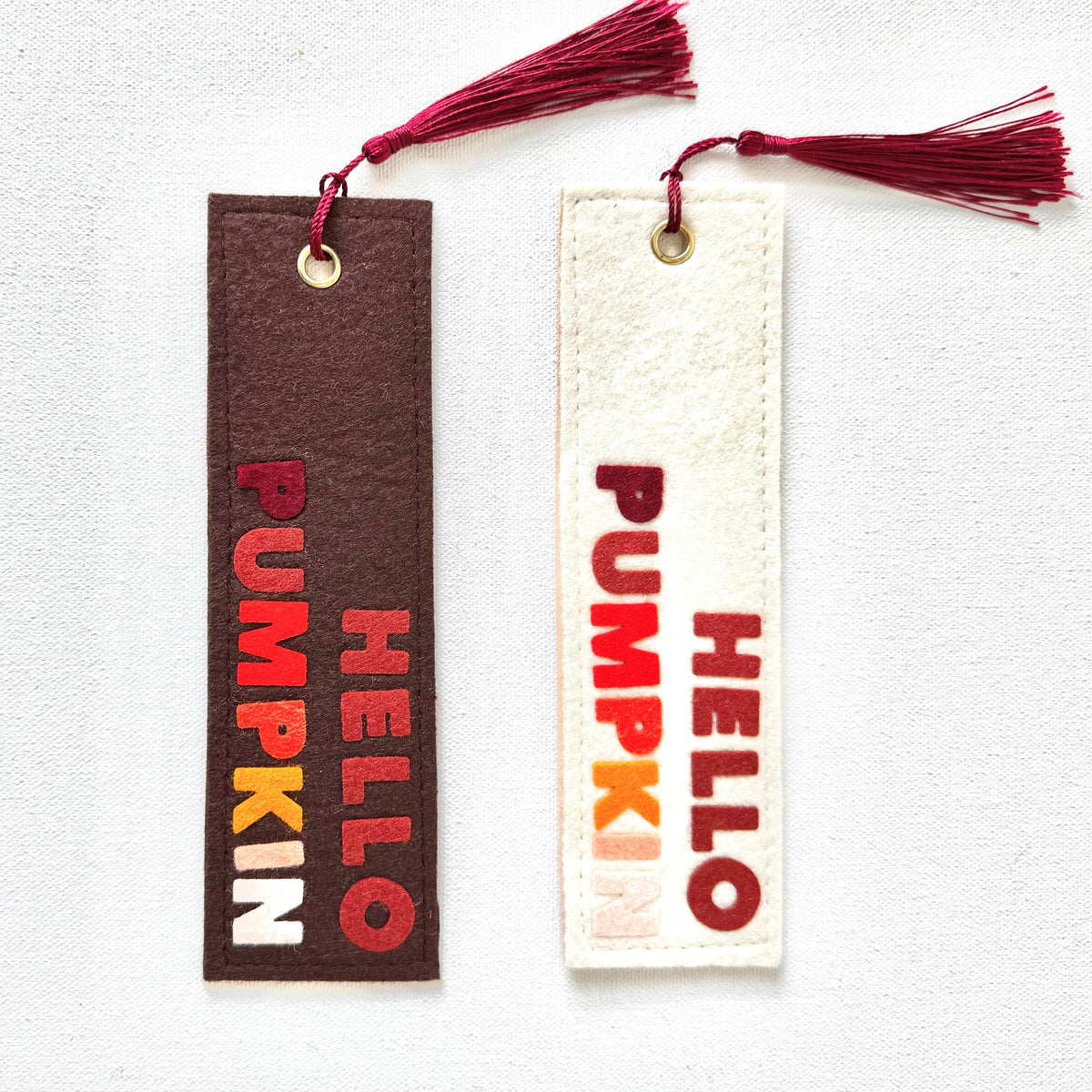 Fall Hello Pumpkin Felt Bookmark