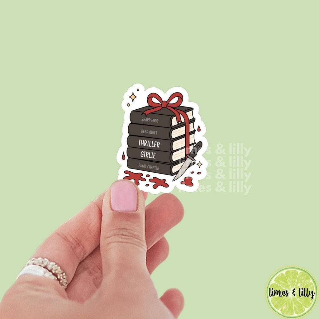 Thriller Girlie Book Stack Vinyl Sticker | Kindle Stickers |