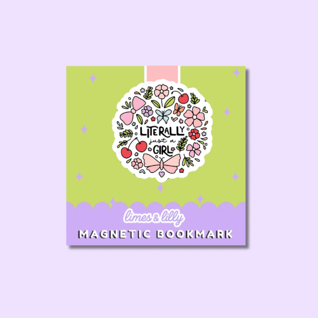 Literally Just a Girl Flowers and Bows Magnetic Bookmark