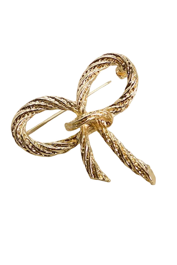 ROPE GOLD BOW RIBBON BOW KNOT BROOCH | 40BC304