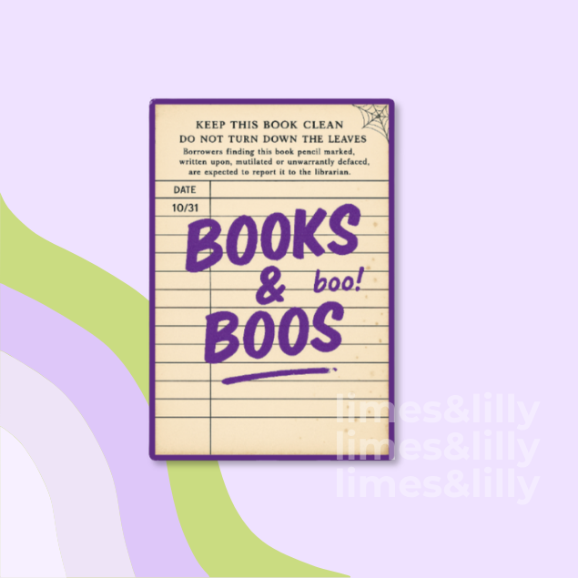 Books & Boos Library Card Halloween Vinyl Sticker