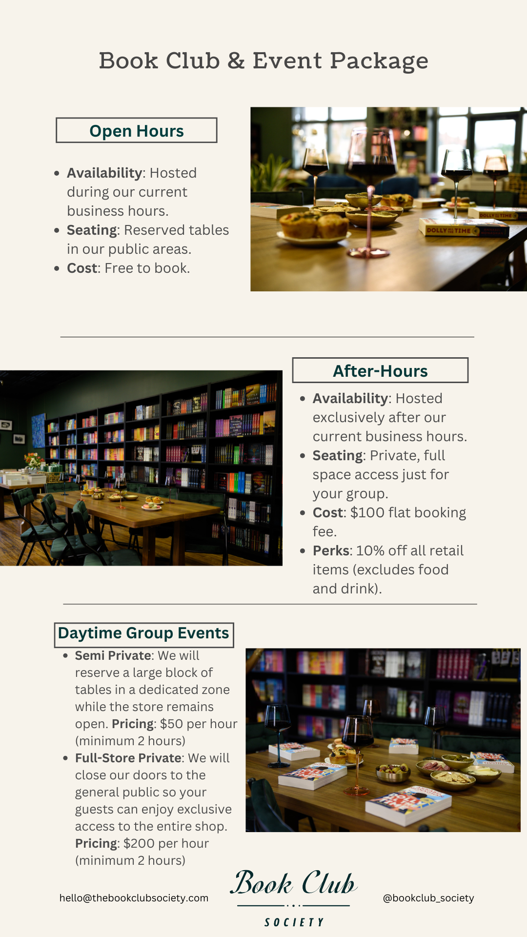 Book Club & Event Package