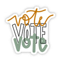Vote Vote Vote Sticker - Orange, Black, Teal - Caligraphy