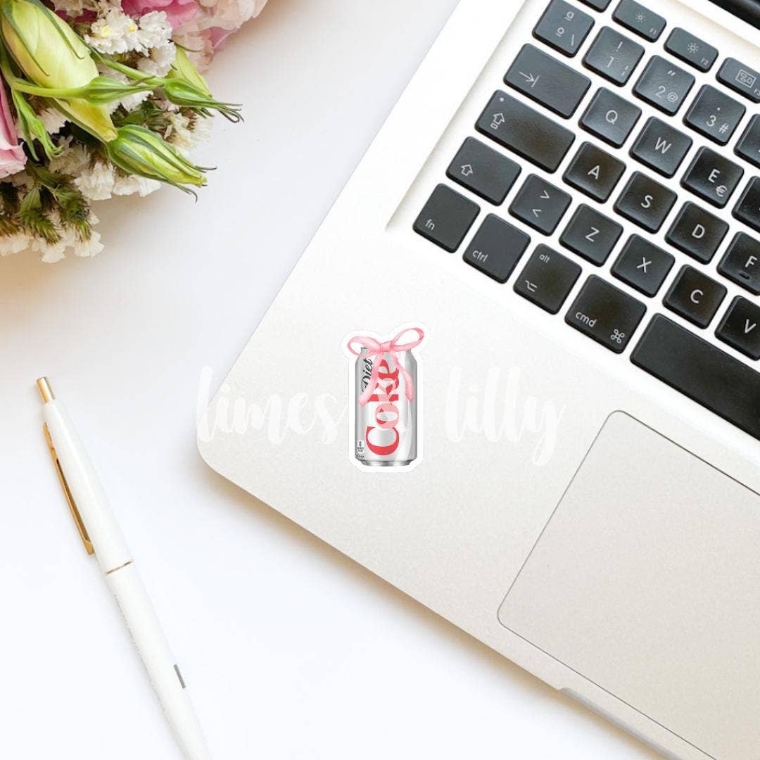 Diet Cola Can Coquette Bow Vinyl Sticker | Soda Sticker