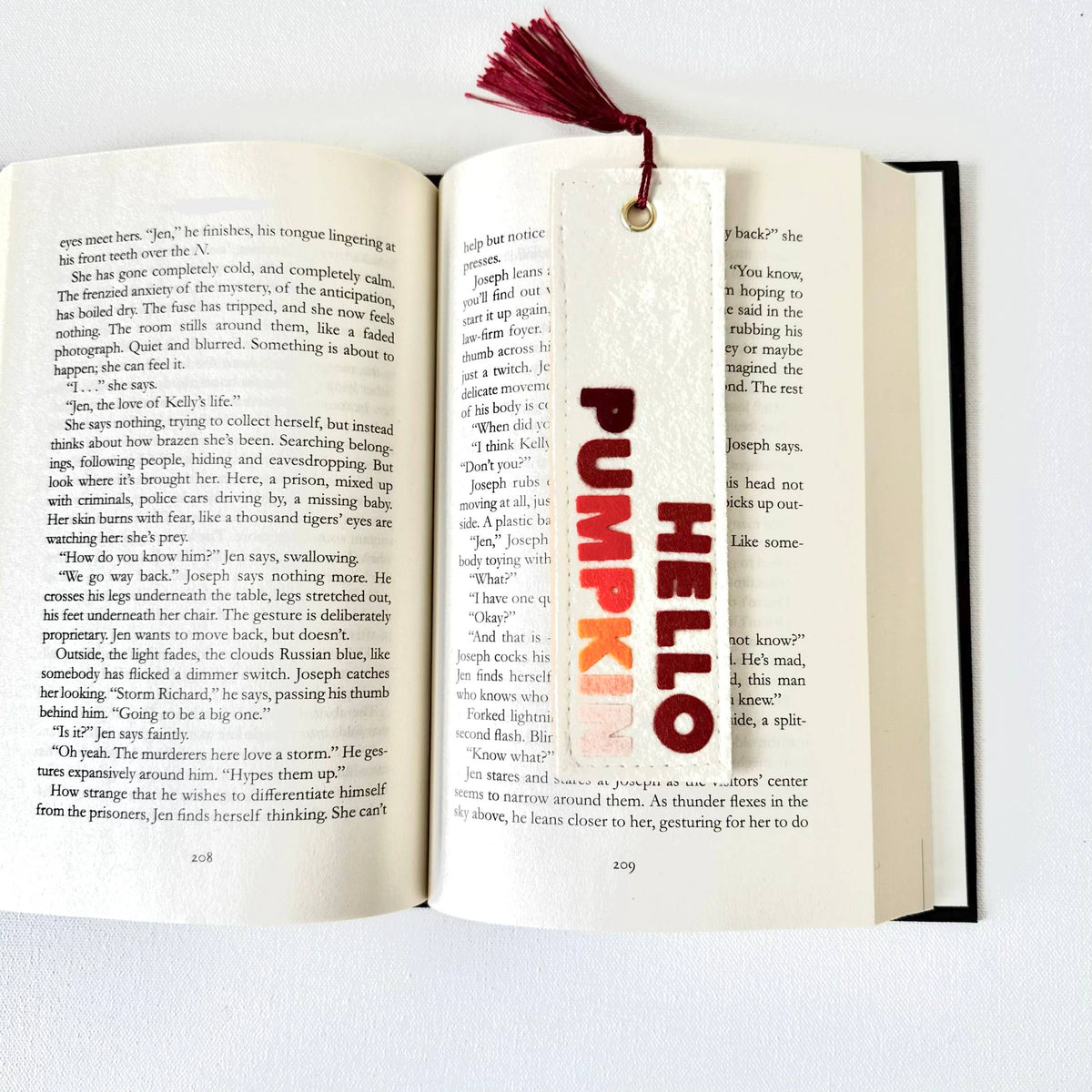 Fall Hello Pumpkin Felt Bookmark