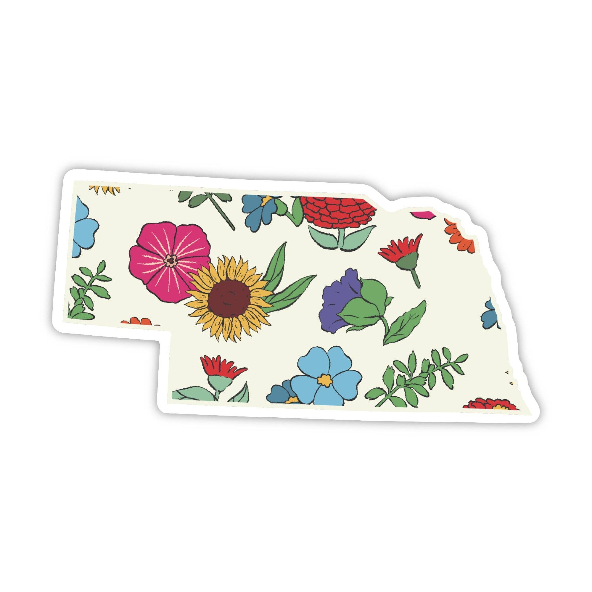 Nebraska Vintage Floral Pattern Sticker