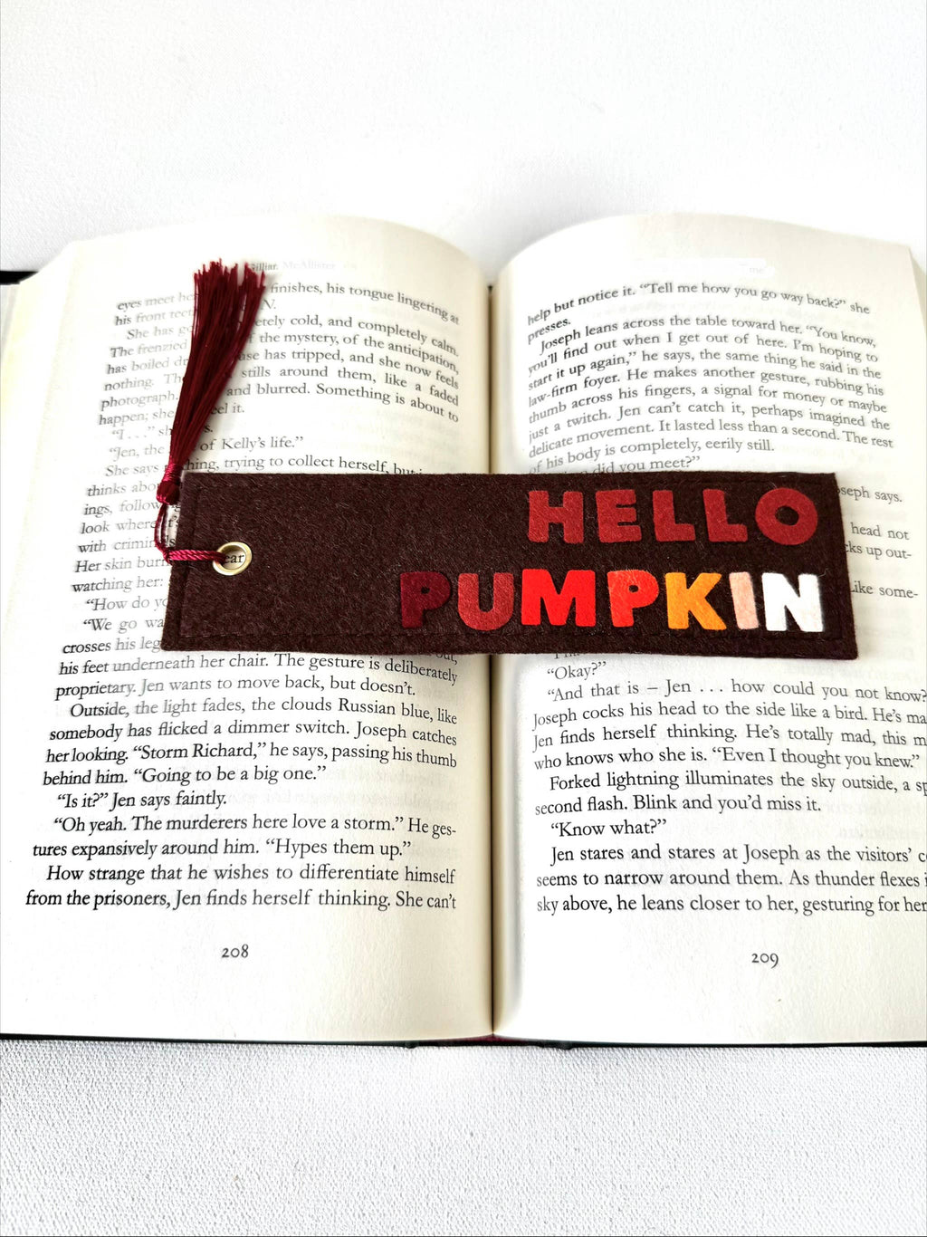 Fall Hello Pumpkin Felt Bookmark