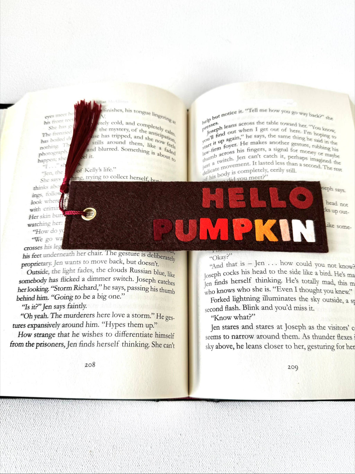 Fall Hello Pumpkin Felt Bookmark